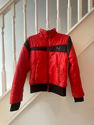 Buy Barely Worn Ladies Vintage Red And Black Puma Puffer Jacket • 54.99£