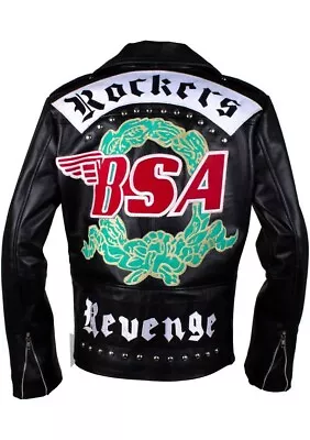 Buy Men's Real Leather Geniuine Black Rockers Concert Stage Rockstar Stylish Jacket • 54.99£