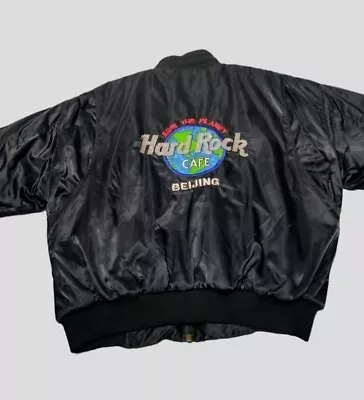 Buy Hard Rock Cafe Jacket Adult Large Vintage Save The Planet Beijing Black Bomber  • 52£