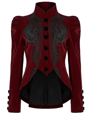 Buy Punk Rave Womens Gothic Riding Jacket Red Velvet Black Lace Steampunk Victorian • 89.99£