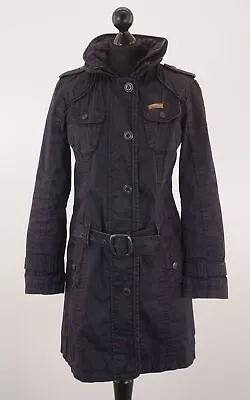 Buy Khujo Ladies Trench Coat M Blue Dark Blue Lightweight Half Long Hood Cotton • 61.05£