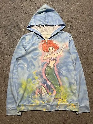 Buy Disney Sweatshirt Hoodie My Little Mermaid Women Sz Medium Full Zip Lightweight • 27.54£
