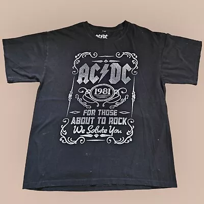 Buy AC/DC 1981 For Those About To Rock We Salute You Album Black T-shirt Sz Large • 14.99£