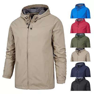 Buy Men Outdoor Windproof Jacket Warm Jacket Hooded Tactical Windbreaker Coat Tops • 8.39£