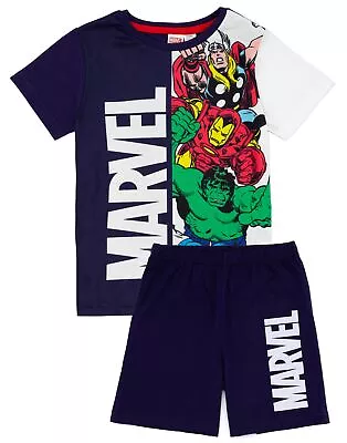 Buy Disney Marvel Blue Short Sleeve Short Leg Pyjama Set (Boys) • 9.99£