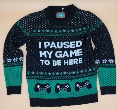 Buy I Paused My Game To Be Here Christmas Long Sleeve Ugly Sweater Gamer Youth Large • 15.74£