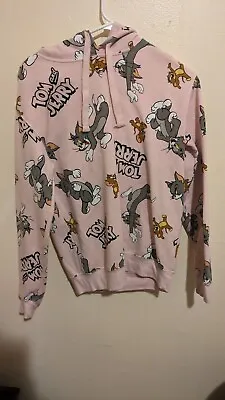 Buy Tom And Jerry Womens Pink All Over Print Drawstring Hoodie, Size Small...  • 9.64£