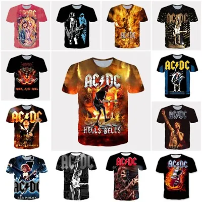 Buy 3D Womens Mens ACDC Band Music Style Casual T-Shirt Short Sleeve Tee Tops Gifts • 10.79£