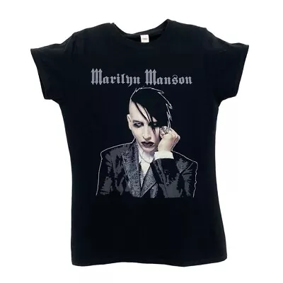 Buy MARILYN MANSON Industrial Gothic Heavy Metal Band T-Shirt Women's Large Black • 12.80£