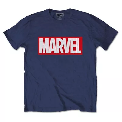 Buy Marvel Comics Box Logo Blue T-Shirt NEW OFFICIAL • 13.79£
