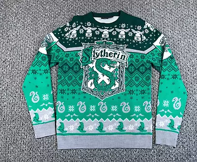 Buy Harry Potter Slytherin Sweater Women's Medium Green Acrylic Ugly Holiday • 28.42£