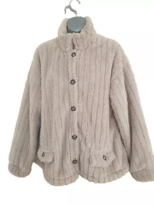 Buy Beige Soft Cuddly Fleece Ribbed Teddy Jacket Size XL Fit A 16 Nwot • 4.99£