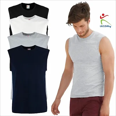 Buy Mens Valueweight Tank Top Classic Fit Crew Neck T-Shirt Sleeveless Gym T Shirt • 5.99£