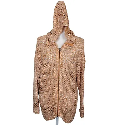 Buy Sundance Destiny Hooded Sweater Cardigan Sz Medium Full Zip Open Knit Casual • 41.67£