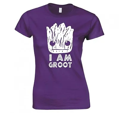 Buy Guardians Of The Galaxy  I Am Groot Face  Ladies T-shirt New • 12.99£