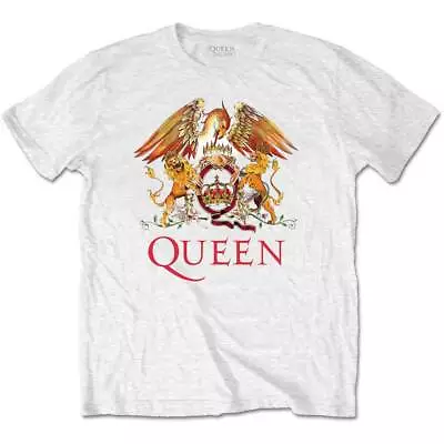 Buy Queen White Crest Freddie Mercury Brian May Official Tee T-Shirt Mens Unisex • 15.99£