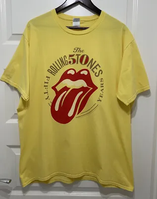 Buy The Rolling Stones 50 Years Yellow T-shirt Mens Size XL • 12.95£