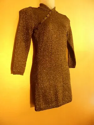 Buy Kate Moss Oriental Knitted Silver Lurex Jumper Dress UK 12 • 55£