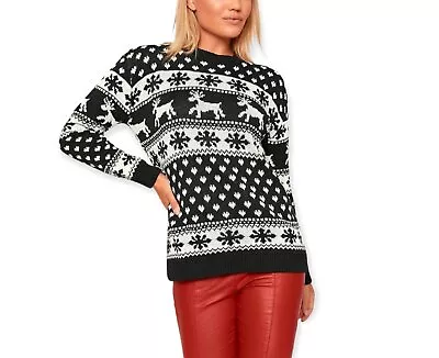 Buy Ladies Womens Girls Xmas Christmas Novelty Jumper Sweater Rudolph Top Plus Sizes • 12.99£