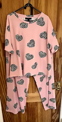 Buy New Look Ladies Pink Love Heart Pyjama Set Ladies Size Large Petite Cute Summer~ • 8.50£
