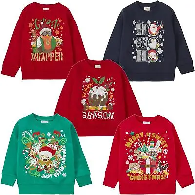 Buy Kids Christmas Jumper Boys Girls Sweatshirt Green/Navy/Red Age 2-13 Years • 9.95£