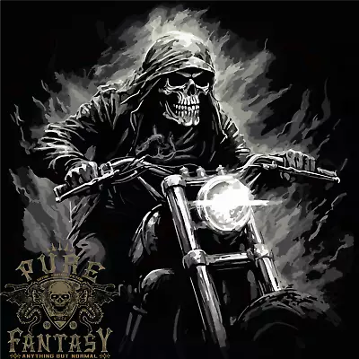 Buy Skull Biker Motorcycle Motorbike Grim Reaper 5 Mens T-Shirt 100% Cotton • 10.75£