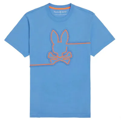 Buy Psycho Bunny Mens T-Shirt Chester HD Graphic Crew Neck Pima Cotton Tee In Blue • 69.99£