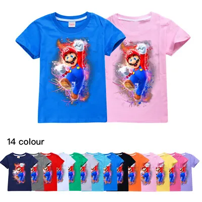 Buy Super Mario Kids Short Sleeve T-shirt Top Boys Girls Clothing Tee Shirt Gifts • 10.35£