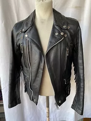 Buy Vintage LEWIS LEATHERS Biker Leather Jacket Motorcycle Zip Black 36-38 XS-S Punk • 450£