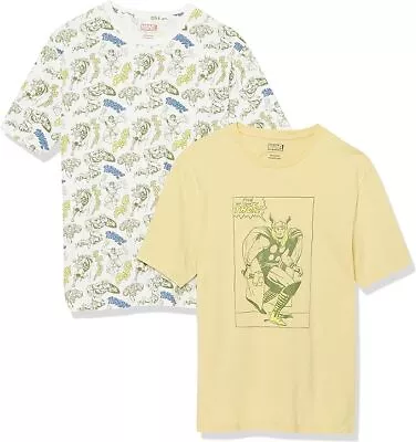 Buy Disney Marvel 2-Pack T-Shirts Mens Logo Crew-Neck Yellow/White Tee • 9.99£