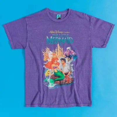 Buy Official Disney 100 The Little Mermaid Vintage Wash Purple T-Shirt • 24.99£