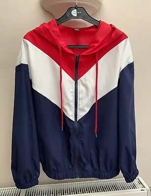 Buy Women’s/Girls Teens Chevron Print Colourblock Zip Up Hooded Jacket Size S • 10£