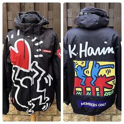 Buy Members Only Keith Haring Men’s Jacket Size Small Black Graffiti Heart Bomber • 4£