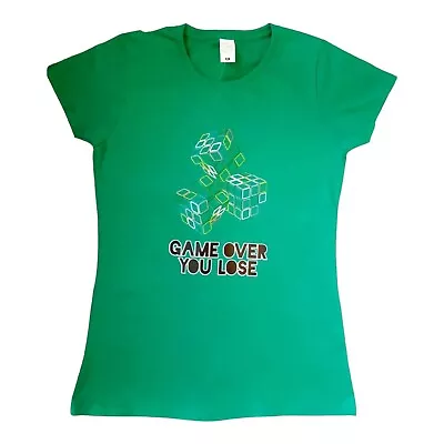 Buy Green Game Over T-Shirt You Lose Geek Fitted Gaming Retro T Shirt Size M Ladies • 7.49£