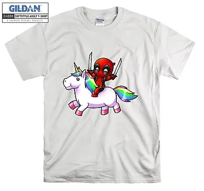 Buy Deadpool Riding A Unicorn Rainbow T-shirt T Shirt Men Women Unisex Tshirt 924 • 23.95£