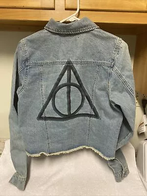 Buy Harry Potter Deathly Hollows Crop Denim Jacket Women's S Master Of Death Small • 28.42£