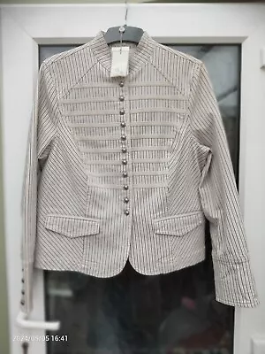 Buy Country Casual Military Style Cotton Striped Jacket BNWT UK14 • 10£