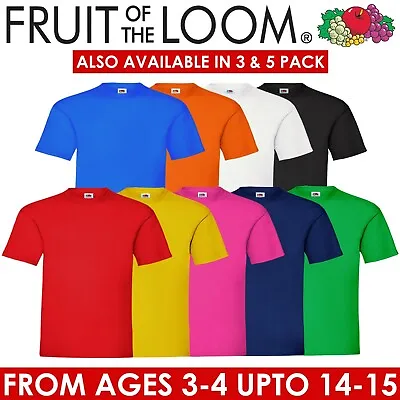 Buy Fruit Of The Loom Children Boys Girls T Shirts Cotton Plain Short Sleeve Tee Top • 3.49£