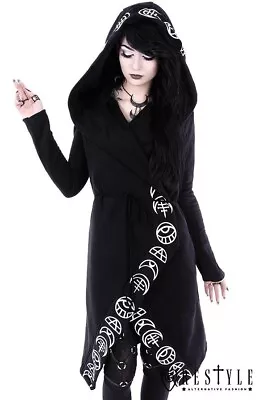 Buy NEW RESTYLE Gothic Black Jacket Oversized Hood ALL SEEING MOON HOODIE Size L • 29.99£