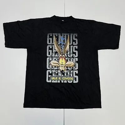 Buy Mens Graphic Print T-Shirt Large Black Wile E Coyote Looney Tunes • 11.53£