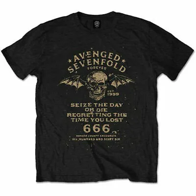 Buy Official Avenged Sevenfold T Shirt Seize The Day Black Mens Metal Rock A7X New • 14.94£