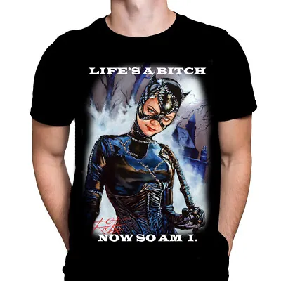 Buy LIFE'S A BITCH CAT WOMAN - Black T-Shirt - Sizes S - 5XL -  Art / Horror / • 21.95£