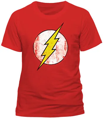 Buy Official DC Comics The Flash T Shirt Distressed Logo Red Sheldon Big Bang Theory • 11.99£