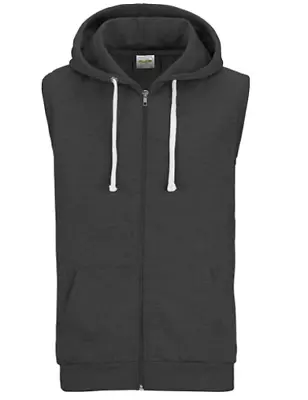 Buy Awdis Just Hoods Mens Dark Grey Sleeveless Hoodie Jacket Size M Free P&P • 12.51£