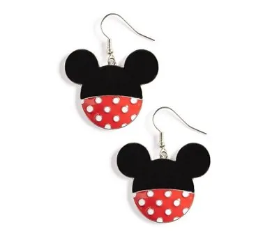 Buy Disney Minnie Mouse Head Earrings Silver Tone Dangle Fashion Jewellery Enamel • 6.99£
