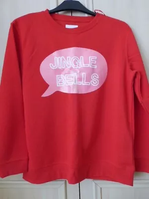 Buy NEW Ladies Red JINGLE BELLS Sweatshirt By Matalan Size 16 -18 • 8.99£