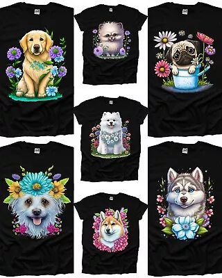 Buy Dog Painting Men's T Shirt Pet Husky Poodle Samoyed Corgi Pug Woman Unisex UK • 10.99£