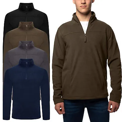 Buy Mens Fleece Jacket Half Zip Winter Long Sleeve Pullover Warm Jumper Sweater Tops • 11.99£