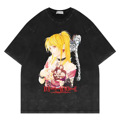 Buy Male Washed T-shirts Streetwear Death Note MisaMisa Short Sleeve Oversize Tee • 23.99£