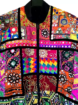 Buy Designer Bomber Jacket 10 12 14 S M L Sequins Beads Embroidered Festival Boho • 98.50£